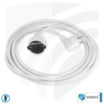 Shielded extension cable | white | schuko extension for shielding electrical and magnetic alternating fields LF