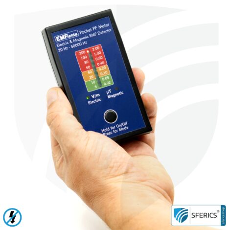 Pocket PF5 Meter | Potential-free low frequency measuring device for electrosmog | Detection of alternating electrical fields and magnetic fields | Measuring range 15 to 50,000 Hz