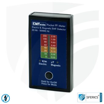 Pocket PF5 Meter | Potential-free low frequency measuring device for electrosmog | Detection of alternating electrical fields and magnetic fields | Measuring range 15 to 50,000 Hz