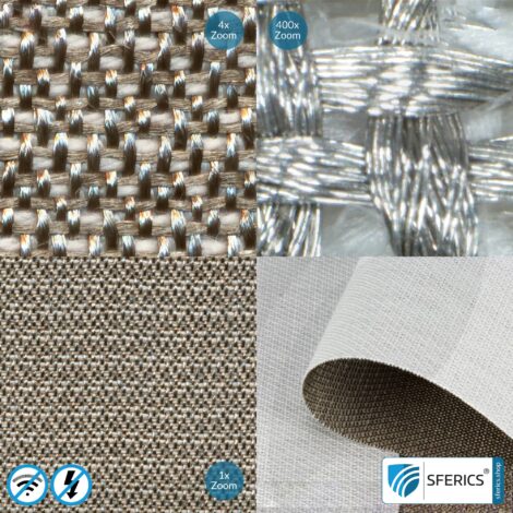 SILVER TWIN shielding fabric | ideal for production of floor mats, curtains, room dividers | opaque | RF screening attenuation against electrosmog up to 60 dB | Effective against 5G!
