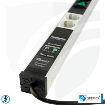 PC socket strip 6-way (4+2), shielded LF | overvoltage protection and full protection HF filter system with screening attenuation up to 80 MHz | type EF Schuko