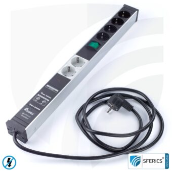 PC socket strip 6-way (4+2), shielded LF | overvoltage protection and full protection HF filter system with screening attenuation up to 80 MHz | type EF Schuko