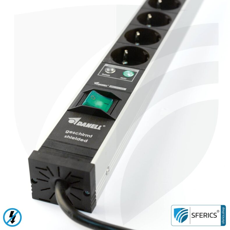 Power strip 9-way, shielded LF | with on/off switch and overvoltage protection | type EF (Schuko)
