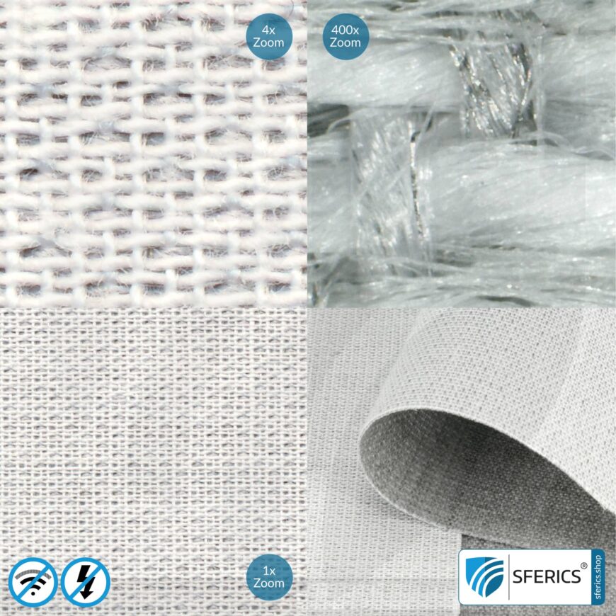 STEEL TWIN shielding fabric | ideal for production of floor mats, curtains, room dividers | opaque| RF screening attenuation against electrosmog up to 42 dB | TÜV-SÜD quality tested | Effective against 5G!
