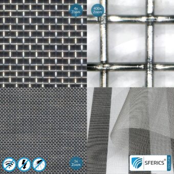 Shielding stainless steel gauze V4A03 | RF screening attenuation against electrosmog up to 55 dB | For laying. 90 cm width. Effective against 5G!