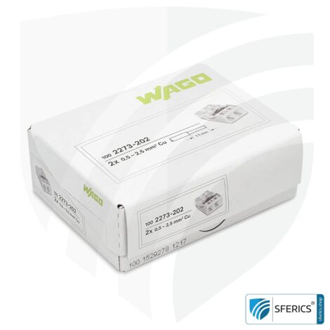 WAGO compact splicing connector | model 2273-202 | for 2 solid conductors | alternative to classic connector blocks
