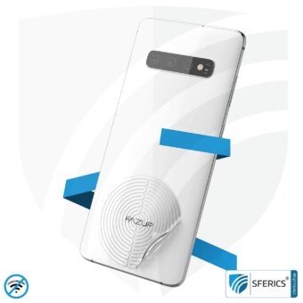 FAZUP antenna patch | SILVER | innovative technology against electrosmog | protects against unnecessarily high radiation from your own mobile phone | no esotericism or harmonization. reduction is measurable!