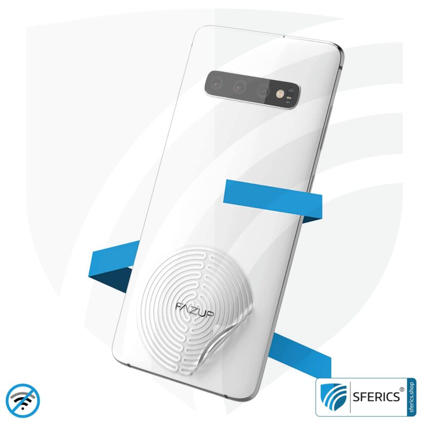 FAZUP antenna patch | SILVER | innovative technology against electrosmog | protects against unnecessarily high radiation from your own mobile phone | no esotericism or harmonization. reduction is measurable!