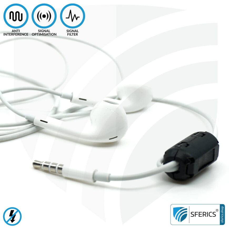 Ferrite core filter against electrosmog in the headset cable | black, clickable, for 5mm cable | FREE 1 piece as a gift!