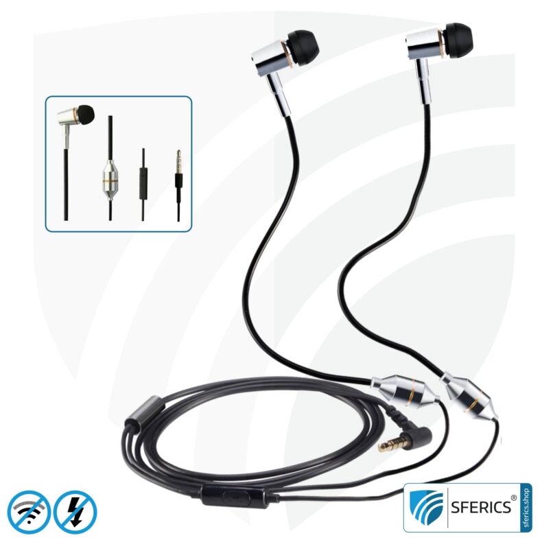 KINDEN AirTube anti electrosmog stereo headset with microphone | in-ear headset AirTube for reducing EMF on the head | jack plug | offer from the Amazon marketplace