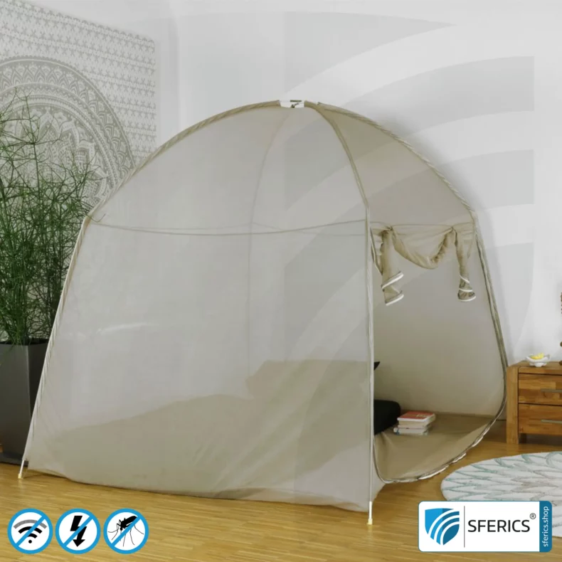 Shielding Tent SAFECAVE Superking | anti electrosmog full protection | mobile radiation protection against WIFI, cell phone, LTE, 5G, ... with efficiency over 99.99% (42 dB) | free-standing, without ceiling suspension | groundable LF