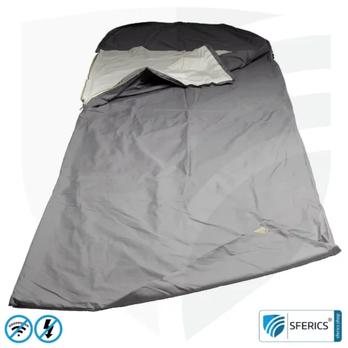 Shielding sleeping bag Electrosmog PRO | mobile radiation protection against WIFI, cell phone, LTE, 5G, ... with efficiency over 99,99% (42 dB) | LF groundable