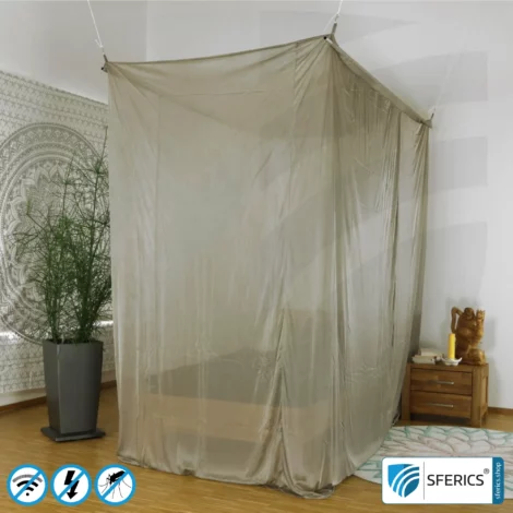 Shielding canopy electrosmog BUDGET | SINGLE BED | box shape | shielding RF over 99.99% (44 dB) | groundable | made in china