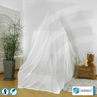 Shielding canopy electrosmog RF | PYRAMID SINGLE BED | Shielding radio up to 99.99 % (40 dB). Effective against mobile phone radiation, WIFI, etc.