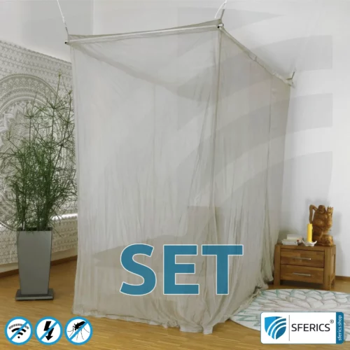 Shielding canopy Electrosmog ULTRA in a set | SINGLE BED | Shielding EMF over 99,99% (48 dB) | Groundable LF | Effective against 5G!