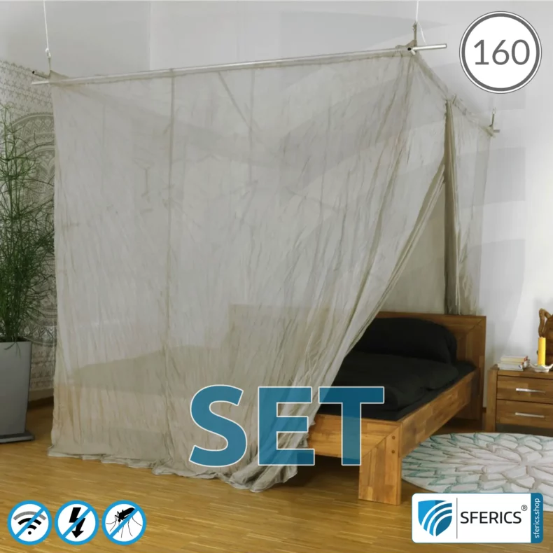 Shielding canopy Electrosmog PRO in a set | QUEEN SIZE BED, 160 CM | Shielding RF radiation over 99.99% (48 dB). Groundable. Effective against 5G!
