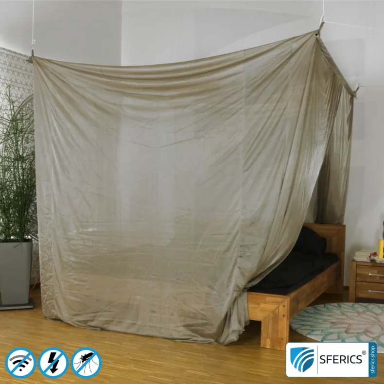 Shielding canopy electrosmog BUDGET | DOUBLE BED resp. GRAND KING SIZE | box shape | shielding RF over 99.99% (44 dB) | groundable | Made in China