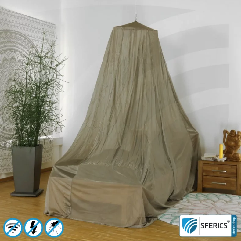 Shielding canopy electrosmog BUDGET | SINGLE BED | pyramid shape | Shielding RF over 99.99% (44 dB) | groundable | Made in China
