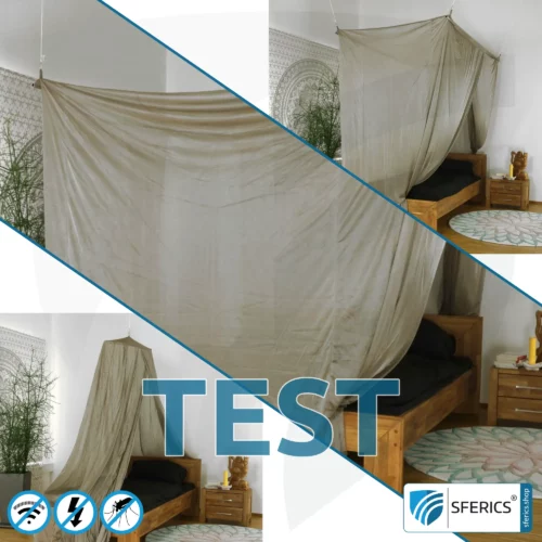 TESTING! Rent shielding canopy electrosmog BUDGET risk-free for 14 days | Choose from 3 sets | Shielding EMF over 99,99% (44 dB) | Groundable LF | Made in China