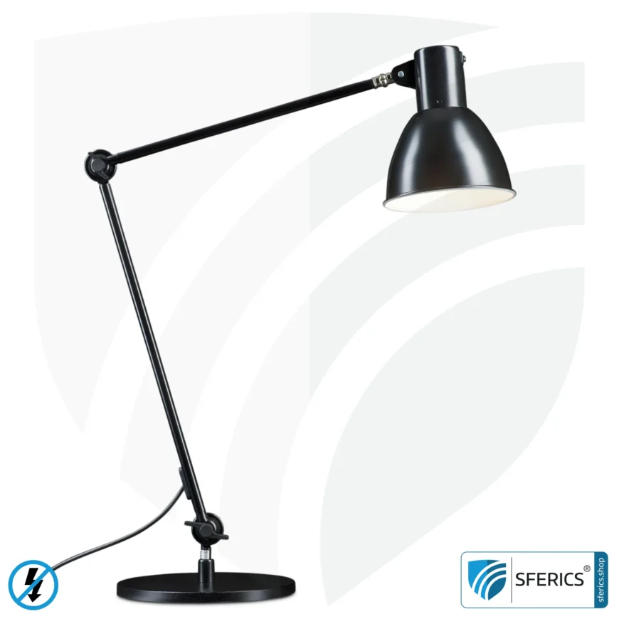 Shielded lamp in the design BLACK | desk lamp for the bright workplace or as an ingenious work lamp | E27 socket