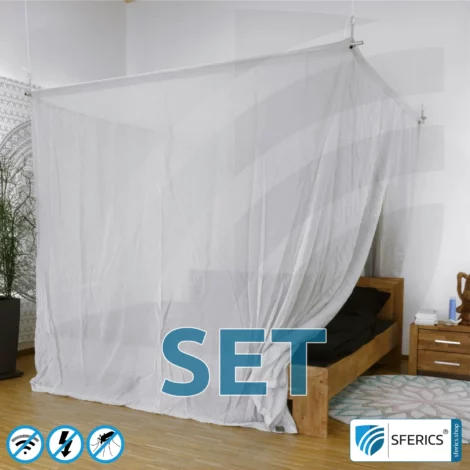 Shielding canopy Electrosmog PRO light in a set | DOUBLE BED resp. GRAND KING SIZE | Radio shielding up to 99.99% (42 dB). Groundable. Effective against 5G!