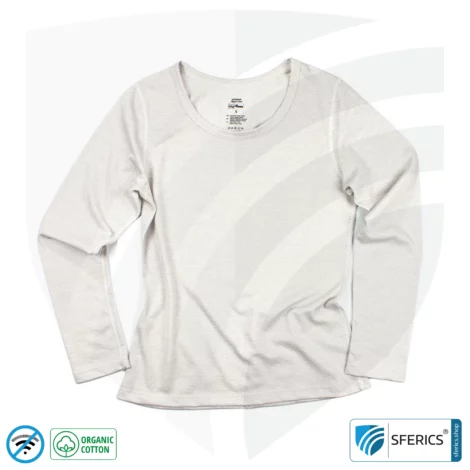 Shielding ANTIWAVE shirt for women | long sleeve | Protection up to 30 dB against HF electrosmog (mobile phone, WIFI, LTE) | Ideal for electrosensitive people