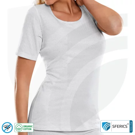Shielding ANTIWAVE shirt for women | 1/4 short sleeve | Protection up to 30 dB against HF electrosmog (mobile phone, WLAN, LTE) | Ideal for electrosensitive people