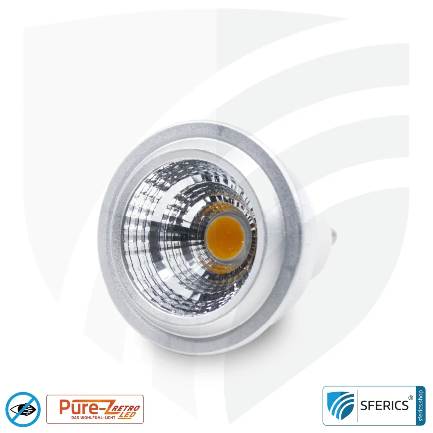 5 watt LED spot Pure-Z-Retro | bright as 40 watts, 380 lumens | CRI over 90 | flicker-free | warm white | GU10