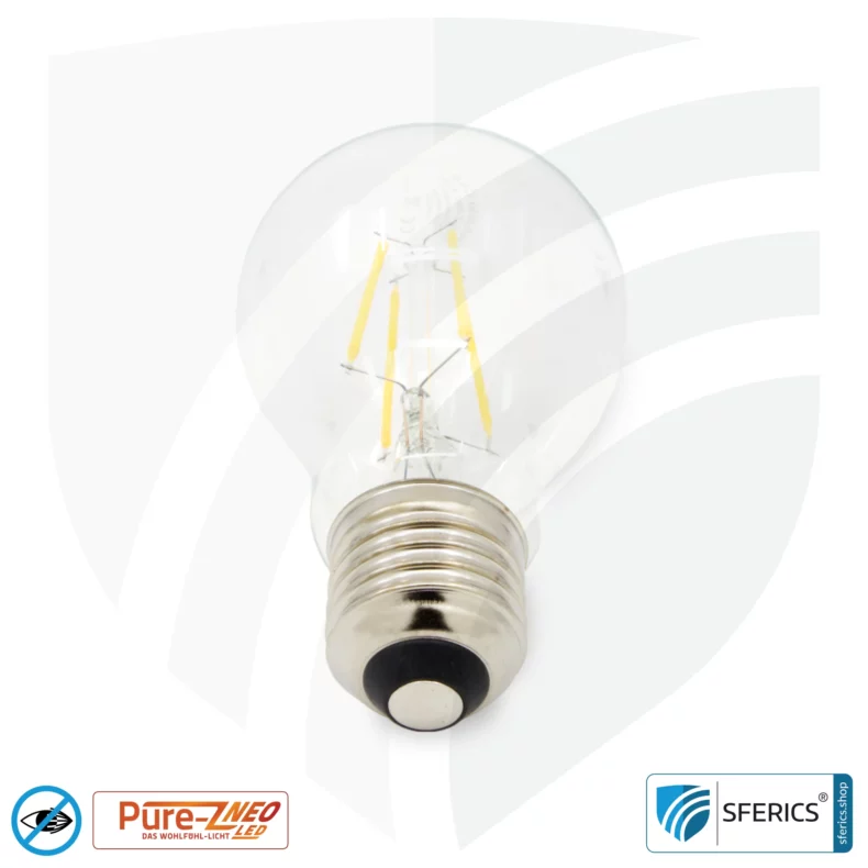 4.2 watt LED filament Pure-Z NEO | bright as 38 watts, 400 lumens | CRI 97 | flicker-free | warm white | E27 | clear