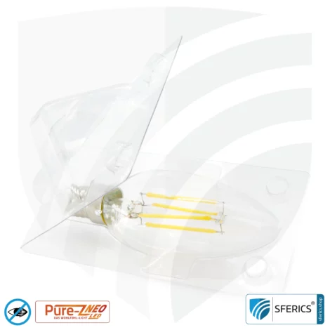 4 watt LED filament candle Pure-Z NEO | bright as 38 watts, 400 lumens | CRI 97 | flicker-free | warm white | E14 | clear