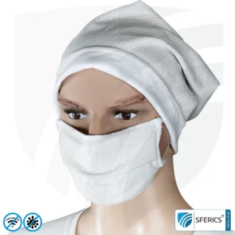 ANTIWAVE MNP protective mask for mouth and nose | shielding fabric with silver for an antibacterial effect through silver ions | 3x maximum hygiene, effectiveness and comfort