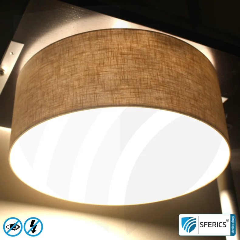 Shielded ceiling lamp LA-DL47 | lampshade made of linen, natural | incl. 6 building biology optimised, flicker-free LED bulbs | G9 socket