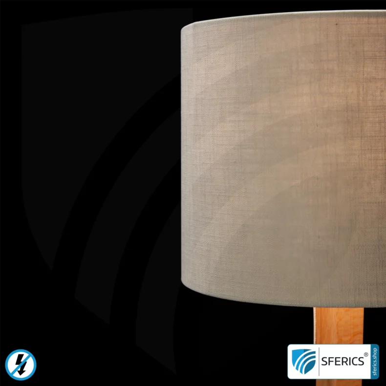 Shielded table lamp made of beechwood | Cylindrical shape | NATURAL lampshade | made of natural cotton/linen (nettle fabric) | E27 socket