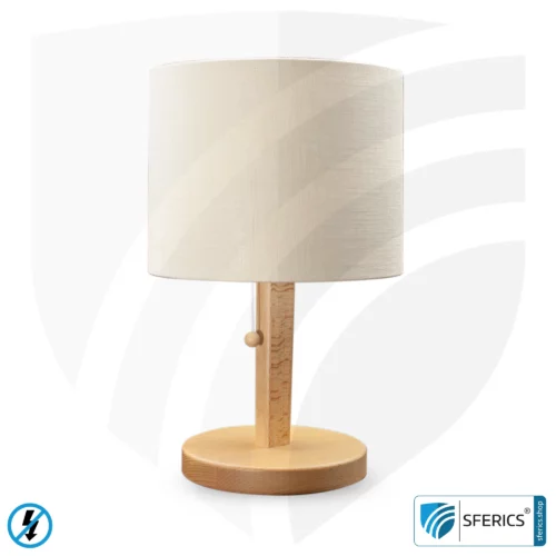 Shielded table lamp ROME made of beechwood | Cylinder shape | NATURAL lampshade | made of natural cotton/linen (nettle fabric) | E27 socket