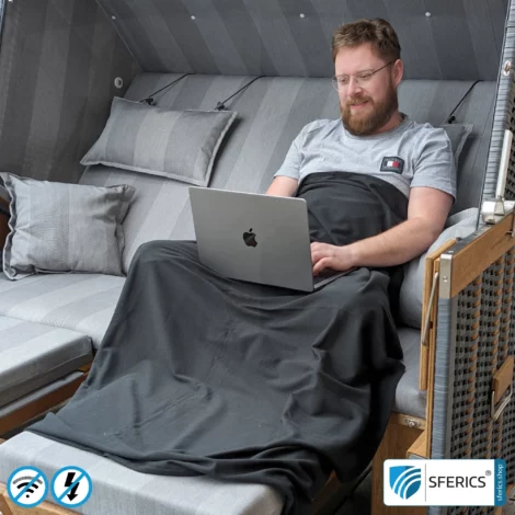 Shielding Blanket, black | Snuggly Soft | Mobile Radiation Protection Against Wi-Fi, Mobile Phones, LTE, 5G, ... with Efficiency Up to 99,99% (40 dB) | LF Groundable | 5G Ready! Single Blanket.