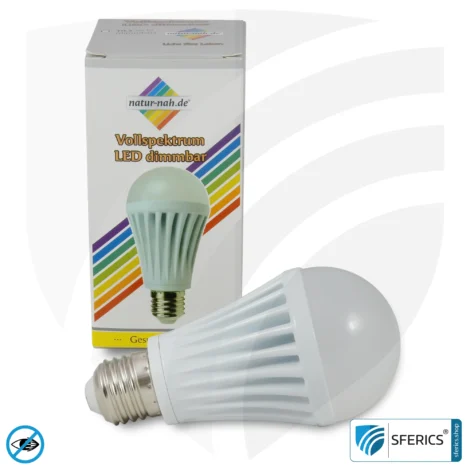 10 Watt LED Full Spectrum, Dimmable (TRIAC) | As Bright as 100 Watts, 1070 Lumens | CRI over 95 | Flicker-free | Daylight | E27 | Business Quality