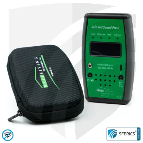 SAFE AND SOUND PRO 2 Electrosmog Detector | Unique measuring range up to 3.180.000 µW/m² | Semi-professional broadband HF measuring device for beginners | Detection of EMF radiation up to 8 GHz, including 5G! | Model 2025